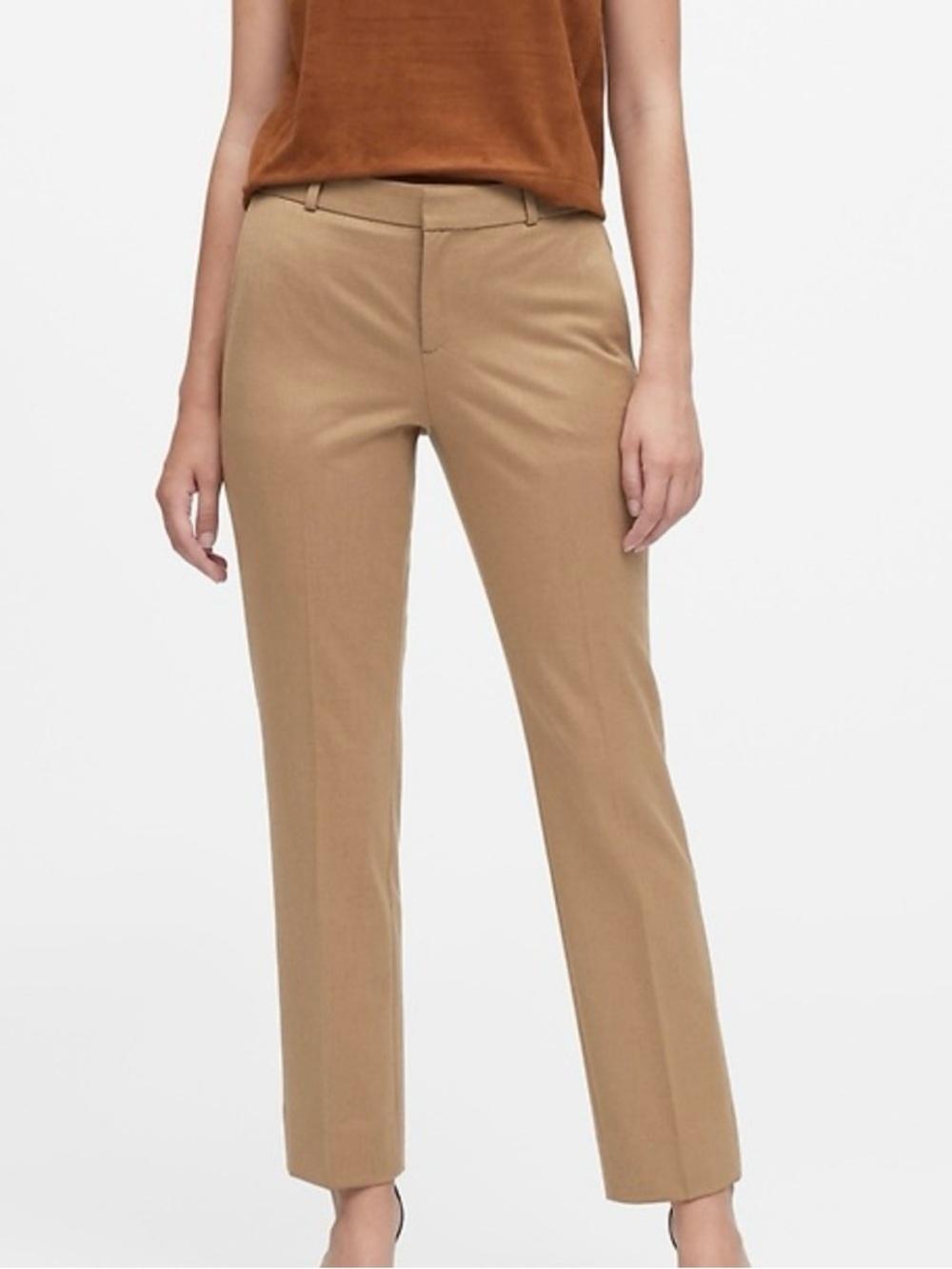 Banana Republic Straight-Leg Ryan Fit Cropped Mid Rise Neutral Office Trousers